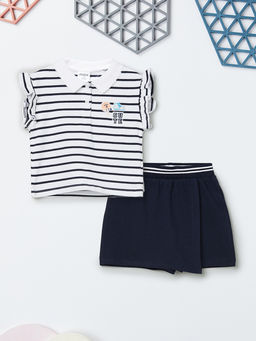 max - Girls Striped Top And Skorts