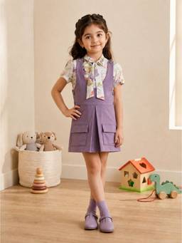TINY BABY - Synthetic Woven Short Sleeves Floral Printed Top and Playsuit
