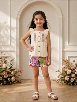 TINY BABY - Woven Sleeveless Floral Printed Top and Short