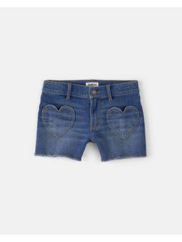 Oshkosh B'gosh - Girls Heart Pocket Denim Shorts - Dark Wash