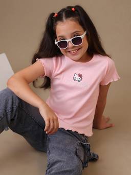 Kidsville - Official Hello Kitty Girls Embroidered Pure Cotton T-shirt