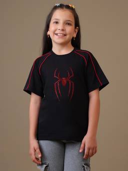 Kidsville - Official Marvel Comics Spider-Man Rhinestone Girls Cotton T-shirt