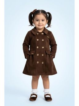 TINY GIRL - Full Sleeves Solid Shirt Dress- Brown