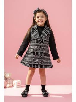 TINY GIRL - Full Sleeves Top and Printed Dress- Black
