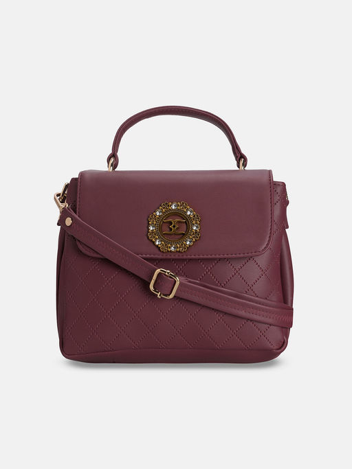 Esbeda Handbags Burgundy Bags Sale Buy ESBEDA Maroon Color Quilted