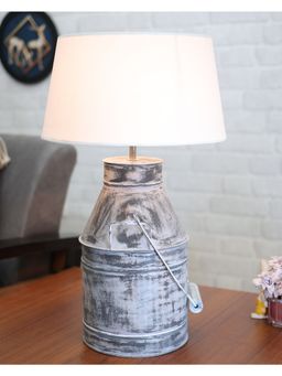 Homesake - Whitewash Milk Can Table Lamp White drum