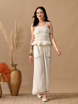 MYSHKA - Women White Self Design Co-Ord Set