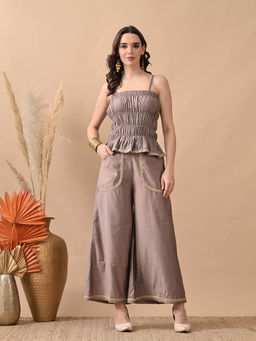 MYSHKA - Women Grey Self Design Co-Ord Set