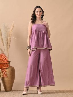 MYSHKA - Women Purple Self Design Co-Ord Set
