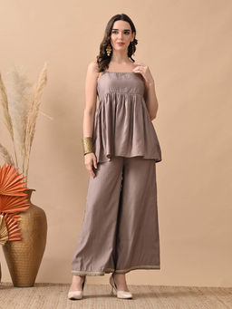 MYSHKA - Women Grey Self Design Co-Ord Set