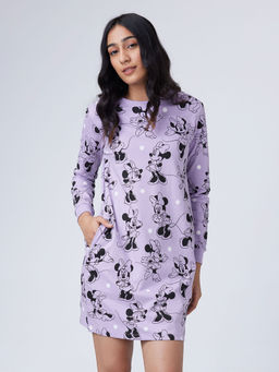 The Souled Store - Official Disney: All About Minnie Printed Lavender Sweatshirt Dresses