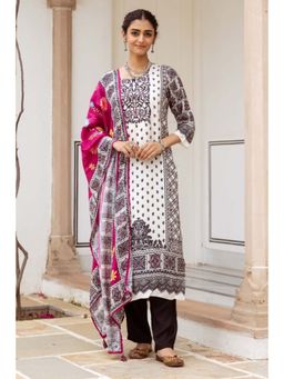 Autumnlane - Women White Printed Kurta with Pant and Dupatta (Set of 3)