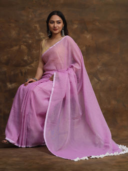 Teejh - Leya Onion Pink Cotton Zari Saree
