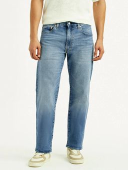 Levi's - Mens 555 Light-Blue Loose Straight Fit Mid Rise Jeans