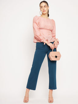 CAMLA - Women Peach Round Textile Top