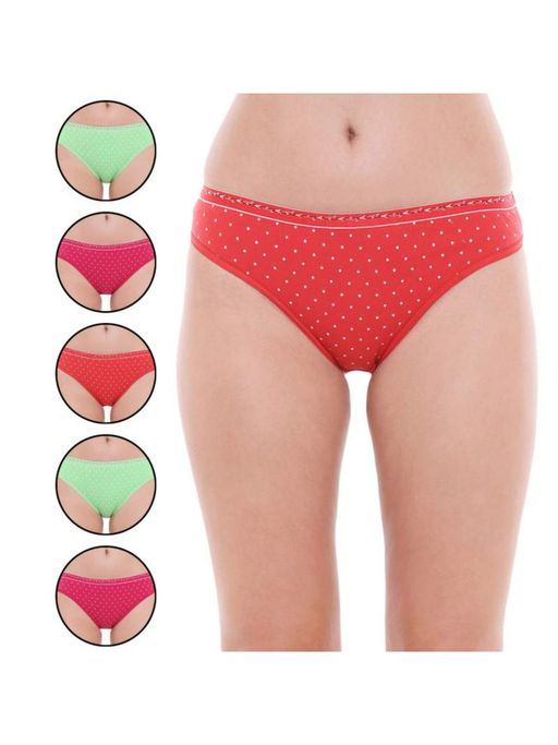 Bodycare Pack of 6 High-Cut Bikini Style Cotton Printed Briefs In Assorted Colors