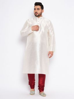 Vastramay - Men's White Silk Blend Kurta Pyjama