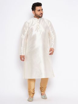 Vastramay - Men's White Silk Blend Kurta Pyjama