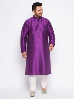 Vastramay - Men's Purple Silk Blend Kurta Pyjama