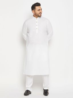 Vastramay - Men's White Cotton Blend Kurta Pyjama