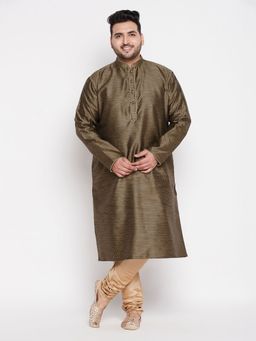 Vastramay - Men's Black And Rose Gold Silk Blend Kurta Pyjama