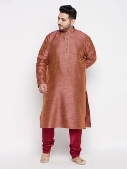 Vastramay - Men's Maroon Silk Blend Kurta Pyjama