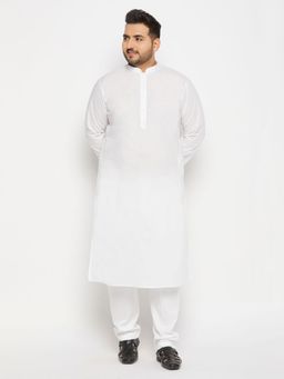 Vastramay - Men's White Cotton Blend Kurta Pyjama