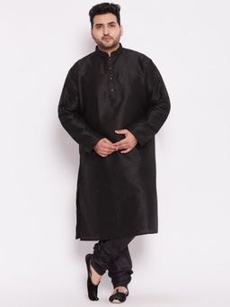 Vastramay - Men's Black Silk Blend Kurta Pyjama