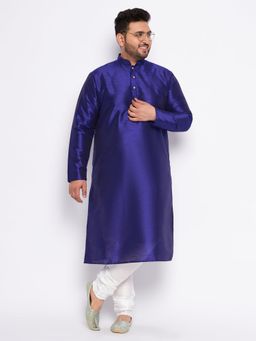 Vastramay - Men's Royal Blue Silk Blend Kurta Pyjama