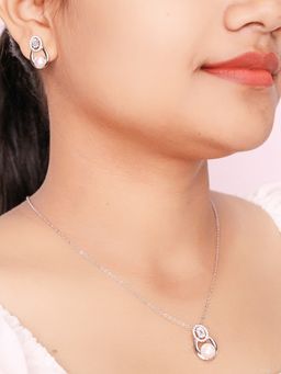 Silberry - 925 Sterling Silver Elegant Pearl Pendant Set for Womens and Girls