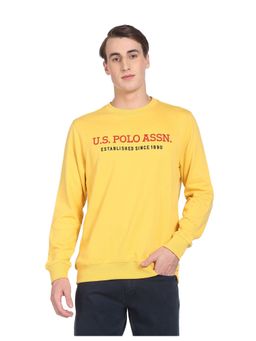 U.S. POLO ASSN. - Men Yellow Contrast Crew Neck Sweatshirt