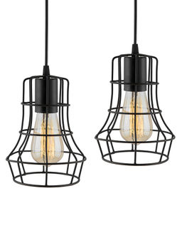 Homesake - Black Metal Crown Hanging Light (Set of 2)