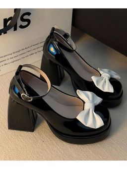 Street Style Store - Women Black Block Heels Sandals With Bows