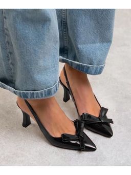 Street Style Store - Women Black Pointed Toe Kitten Heel Sandals
