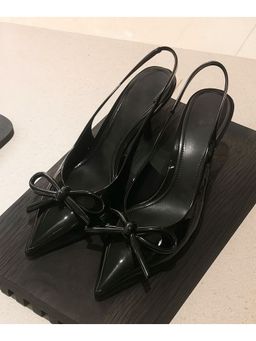 Street Style Store - Women Black Pointed Toe Kitten Heel Sandals