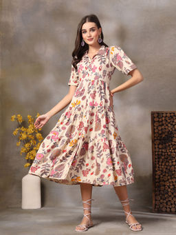 Stylum - Beige Floral Midi Dress