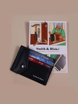 Smith & Blake - Unisex Pu Solid Black Card Case