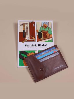 Smith & Blake - Unisex Pu Solid Light Brown Card Case