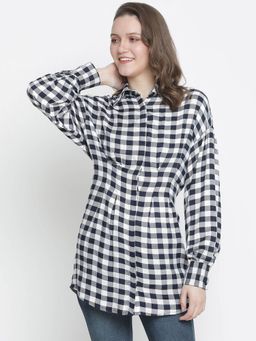Oxolloxo - Check Mezz Button-Down Women Tunic