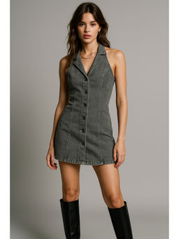 Belliskey - Women Denim Grey Mini Dress