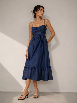 Belliskey - Women Denim Dark Blue Midi Dress