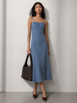 Belliskey - Women Denim Blue Midi Dress
