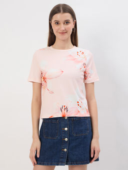 Madame - Printed Peach T-Shirt