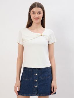 Madame - White Rayon Drape Top