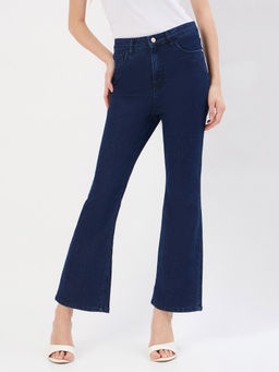 Madame - Dark Blue Cotton Regular Fit Jeans