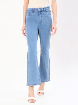 Madame - Mid Blue Cotton Regular Fit Jeans