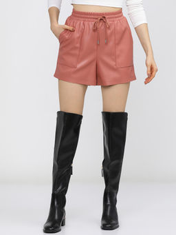 TOKYO TALKIES - Women Pink Faux Leather Hot Shorts