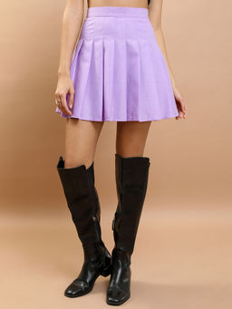 TOKYO TALKIES - High-Waist Pleated A-Line Mini Skirt