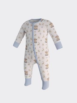 Peachy Accessories - The Plush Club Blue Bamboo Cotton Full Sleeves Blue Horse Printed Romper