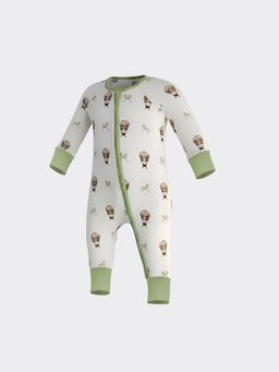 Peachy Accessories - The Plush Club Green Bamboo Cotton Full Sleeves Owl Voyage Printed Romper